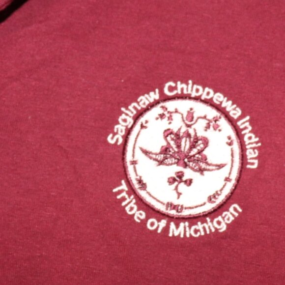Maroon Collared T-shirt Polo Size XL Saginaw Chippewa Indian Tribe of Michigan - Picture 2 of 6